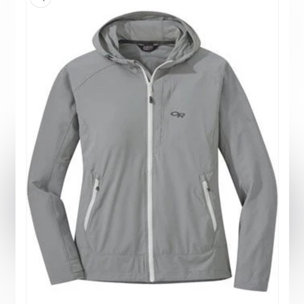 Outdoor Research Women's Light Gray Hooded Windbreaker Jacket